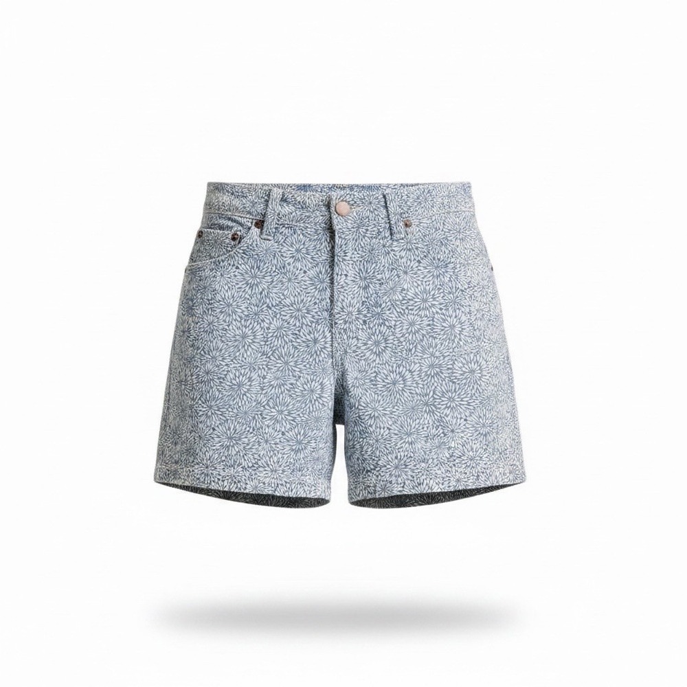 Nautica Men's Blue/White Floral Swim Trunks Drawstring Pockets 4" Inseam S